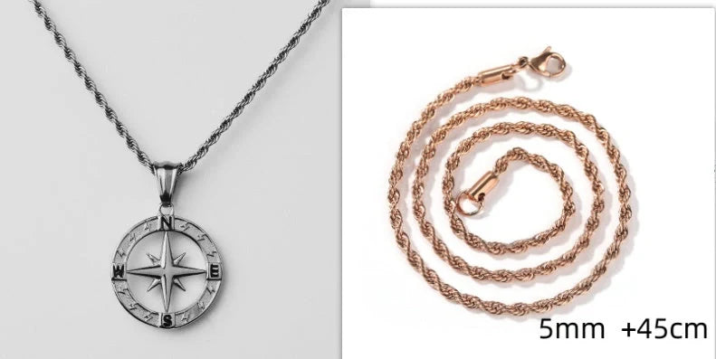 Elegant Stainless Steel Compass Necklace in gold and silver designs