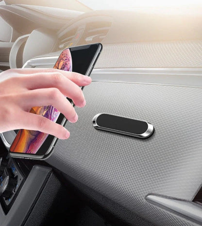 F6 Strip Plate Magnetic Car Phone Holder with steel spring frame in grey