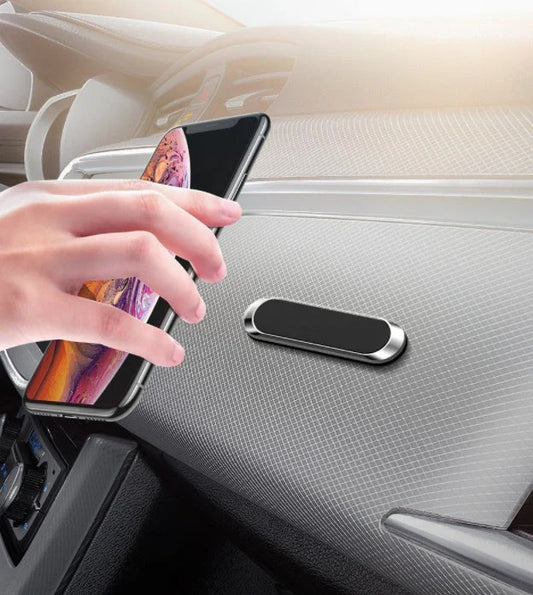 F6 Strip Plate Magnetic Car Phone Holder with steel spring frame in grey