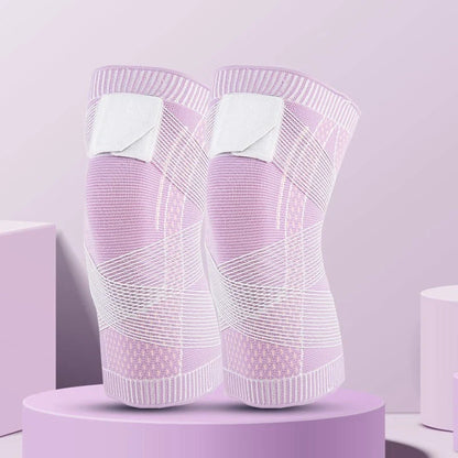 Adjustable nylon sports knee pads in pink, blue, and black