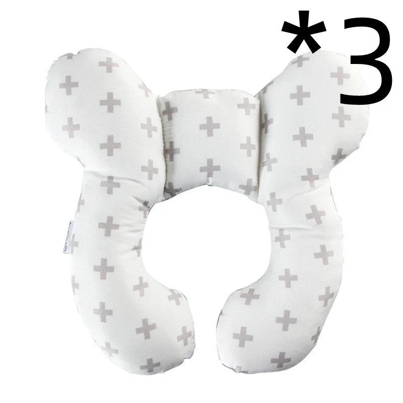 U-shaped baby head support pillow in pure cotton for car safety seats