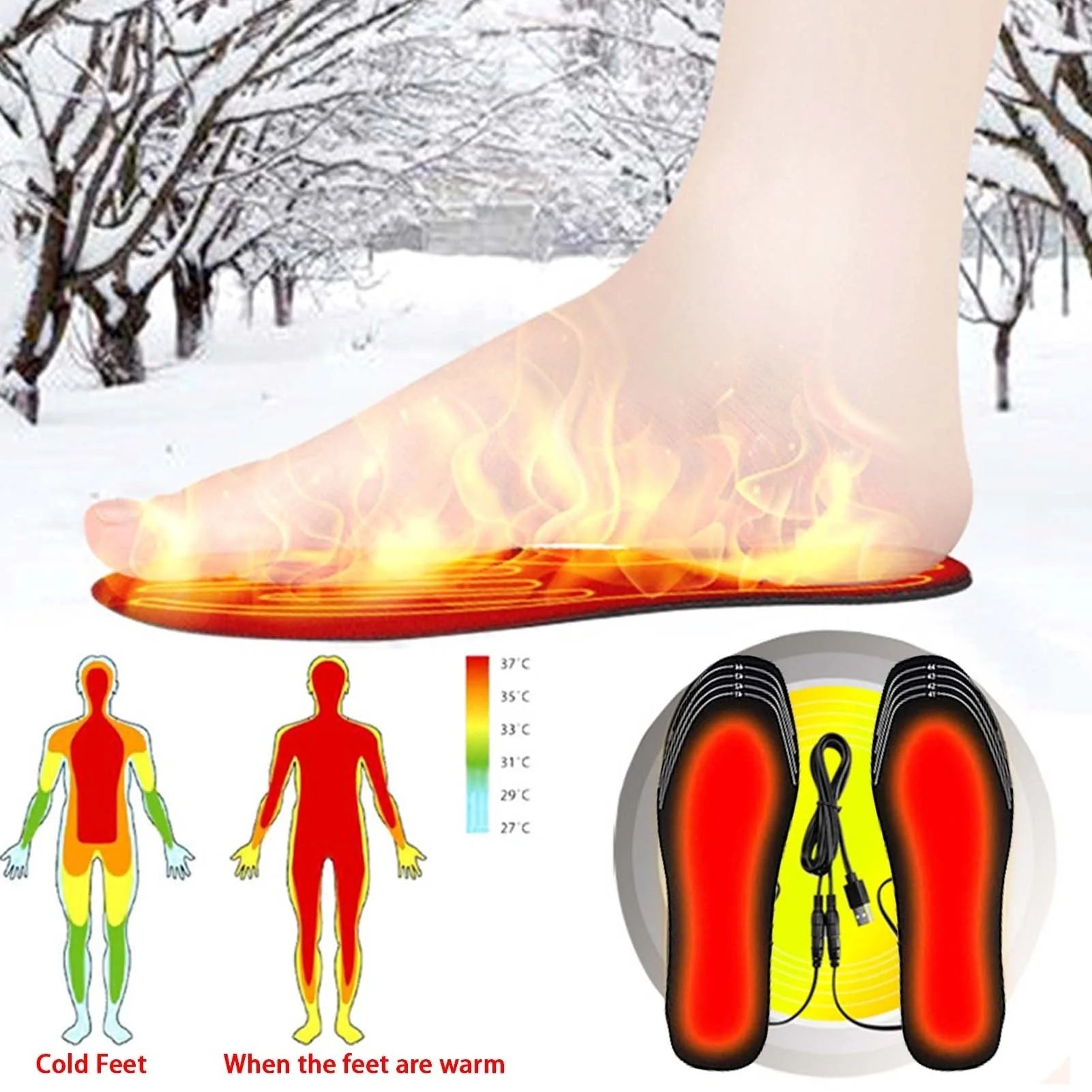 USB heated insoles for boots and sneakers with customisable fit and even heat distribution