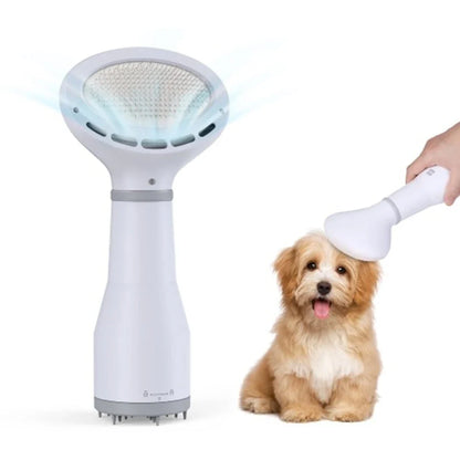 Premium pet hair dryer with noise reduction technology and stainless steel slicker brush attachment