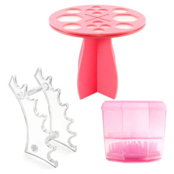 14-hole makeup brush holder in various colours for organising and drying brushes