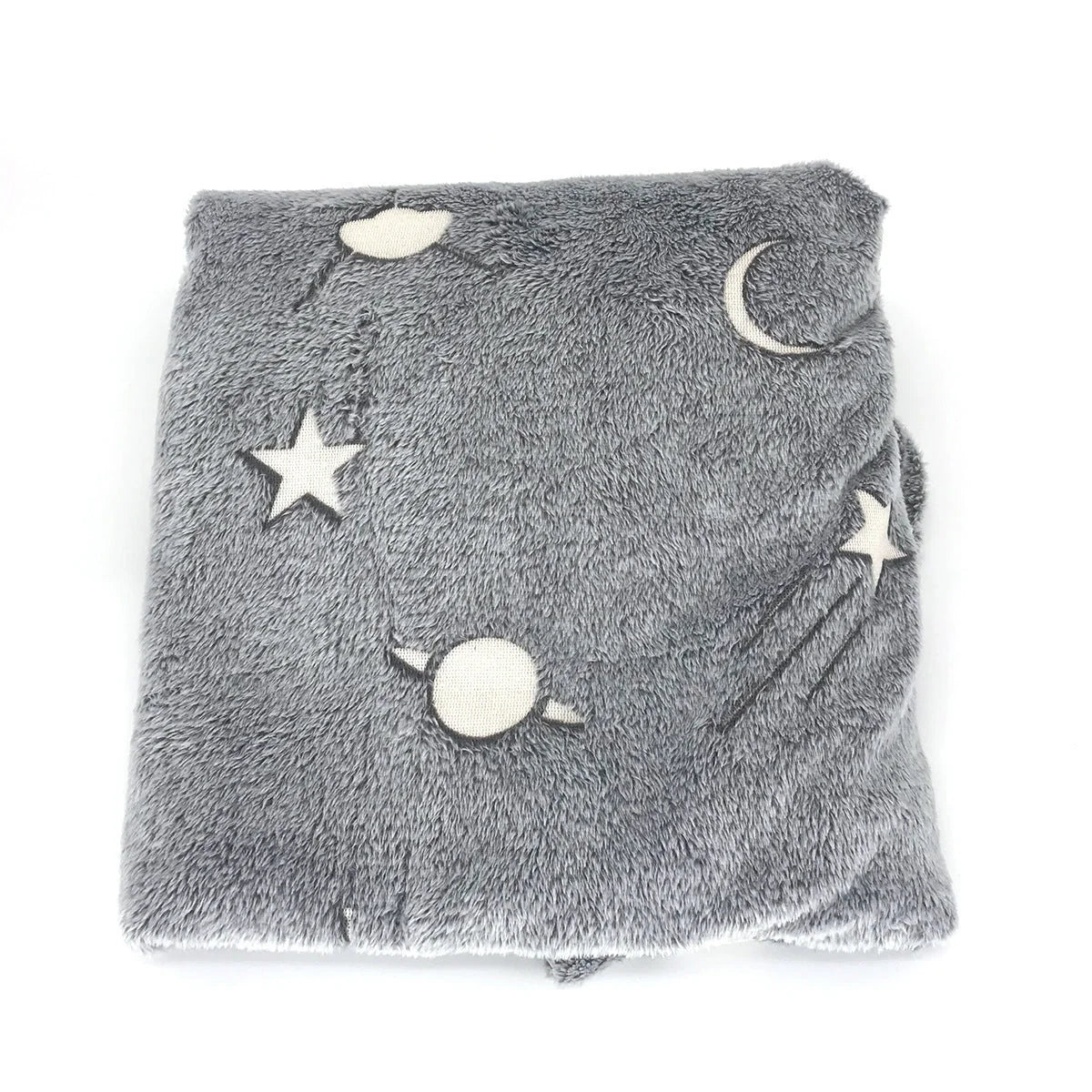 Glowing polyester wool blanket with stars and moons design, perfect for cosy nights