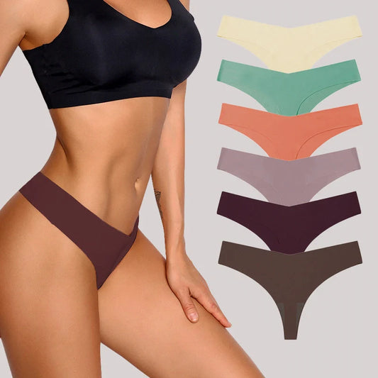 Low waist ice silk T-back underwear set in assorted colours with purified cotton crotch