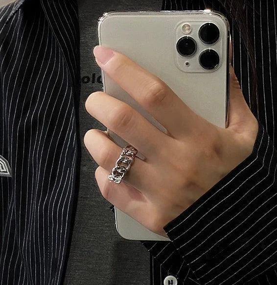 Adjustable aluminium alloy ring chain with golden or silvery electroplated finish