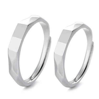 Stylish sterling silver rings with a hidden love pattern design, perfect for romantic gifts or personal accessorizing.