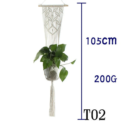 Stylish hanging cotton rope plant holder for indoor and outdoor decoration