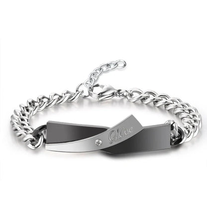 Stainless Steel Couple Cross-design Bracelet in gold and black finishes
