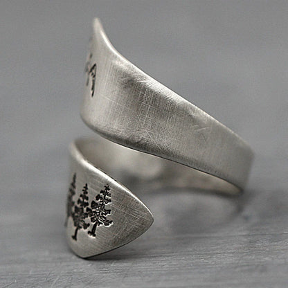 Elegant forest-themed adjustable ring with premium alloy construction and a comfortable, customizable fit