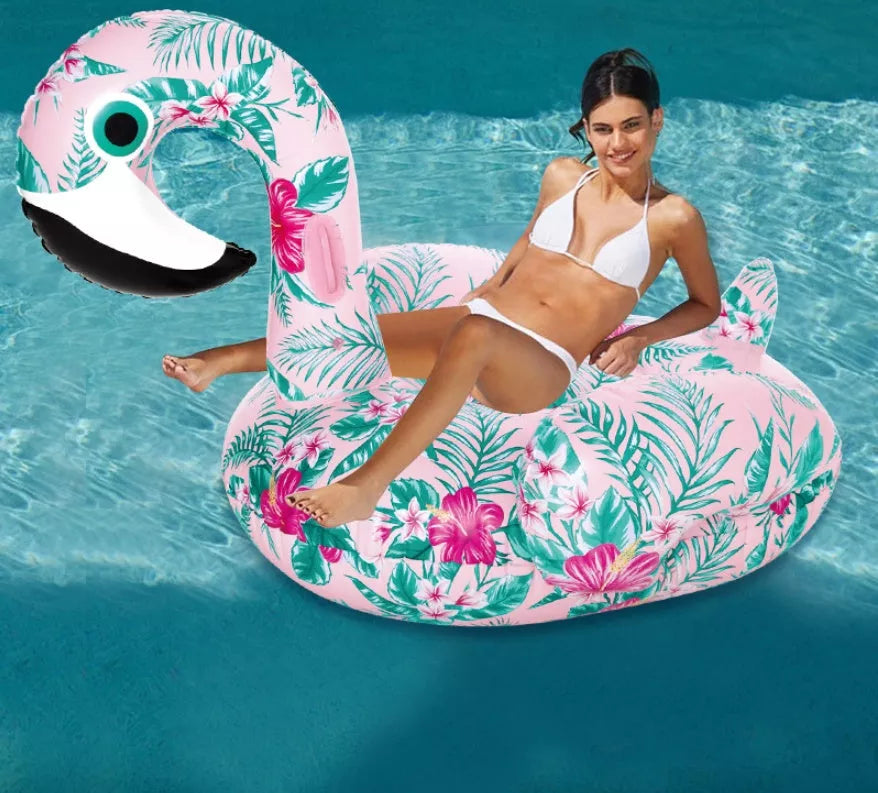 YUYU inflatable pink flamingo swimming float for adults, durable PVC, 150cm x 90cm