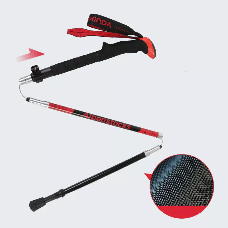 XINDA ultralight carbon trekking poles with adjustable sections and tungsten tips