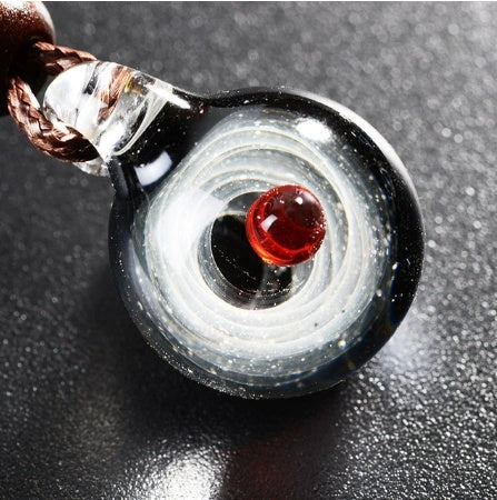Cosmic Nebula Pendant Necklace with celestial glass ball design