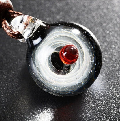Cosmic Nebula Pendant Necklace with celestial glass ball design