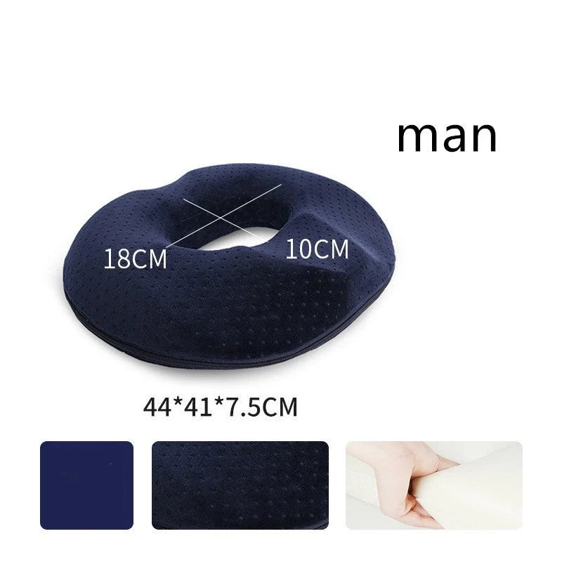 Premium memory foam seat cushion with tailored design for men and women, featuring breathable materials and a removable cover for easy cleaning.