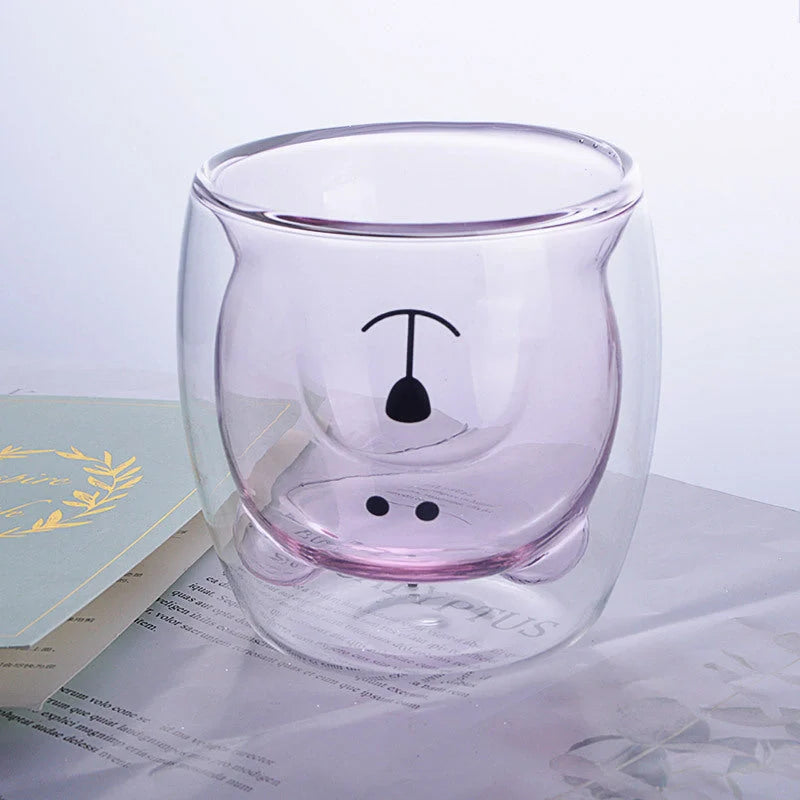 3D double-layer panda cup with skull design and festive inner Christmas tree
