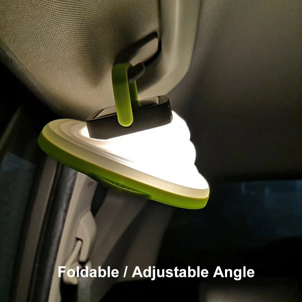 Collapsible camping lantern with solar charging, three brightness levels, and water-resistant design