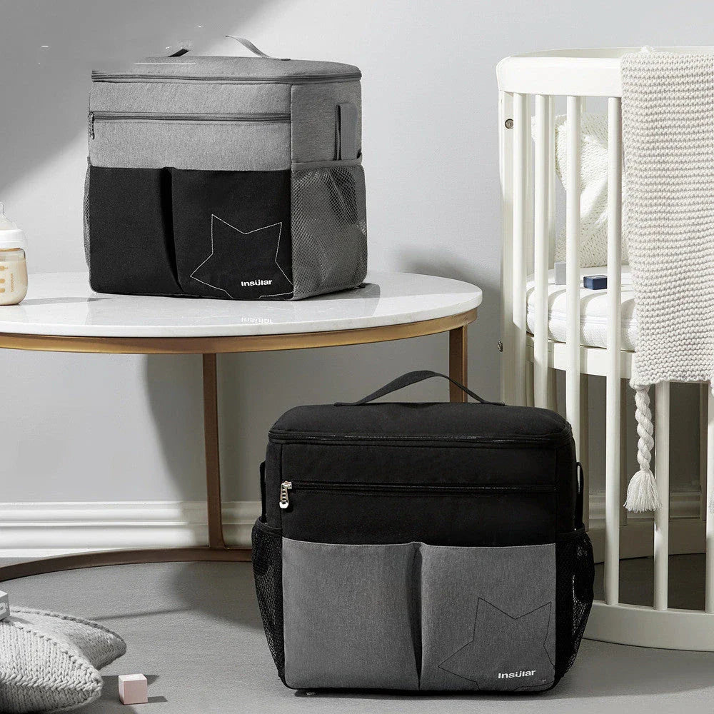 Premium waterproof backpack with multiple compartments, adjustable straps, and mesh side pockets for busy moms on the go.