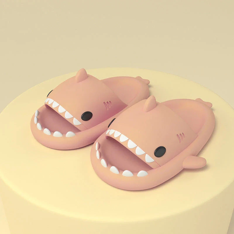 Cozy shark-themed slippers made of plush EVA material for indoor and outdoor wear with customized support