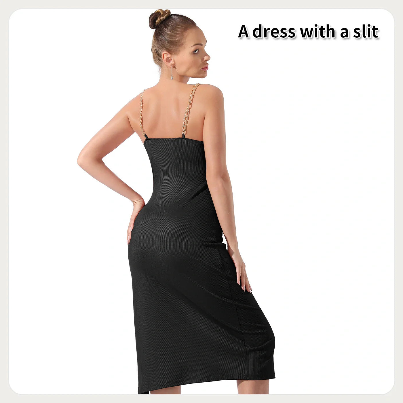 Elegant women's halter sleeveless split dress in various colors