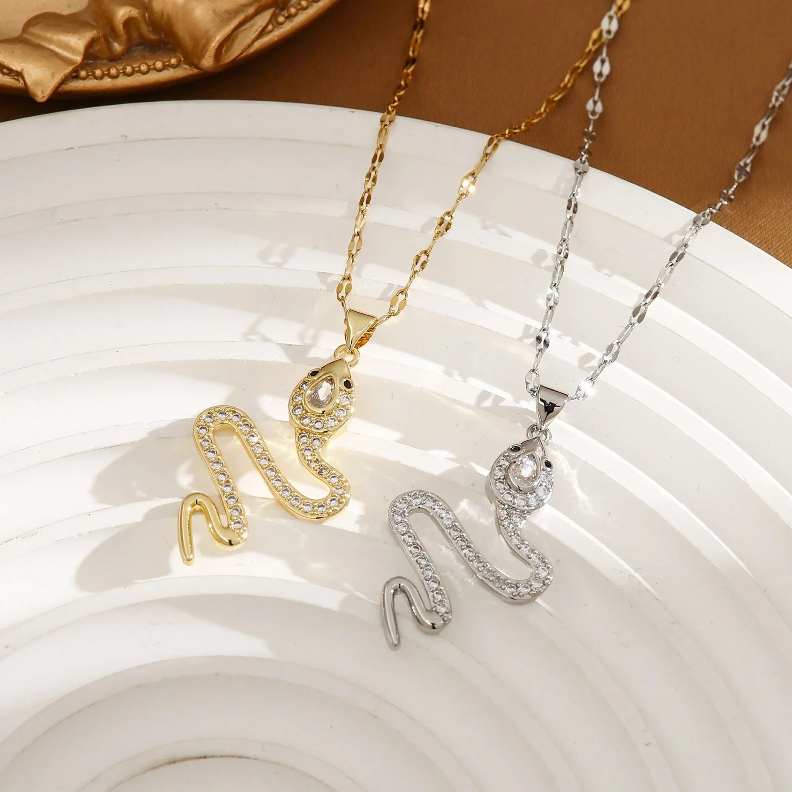 Elegant rhinestone snake necklace for women, perfect for winter fashion