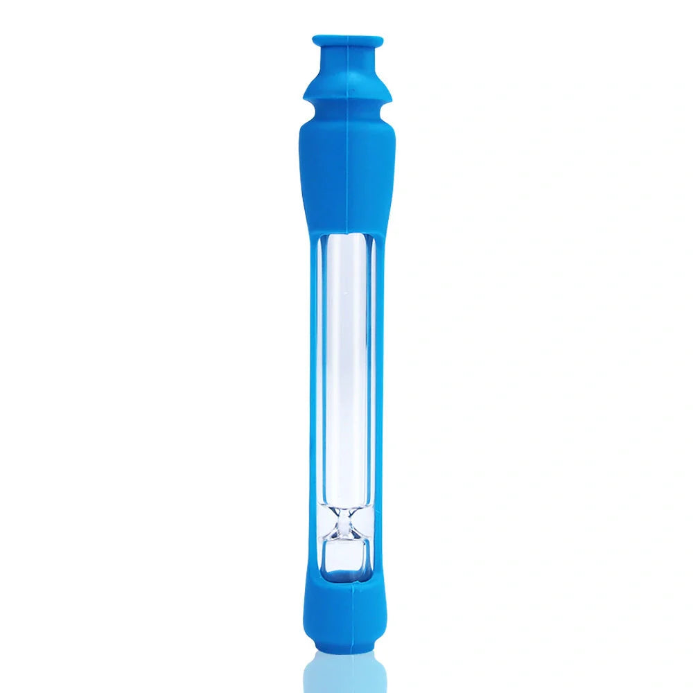 Modern portable glass pipe in various colours, compact and lightweight design