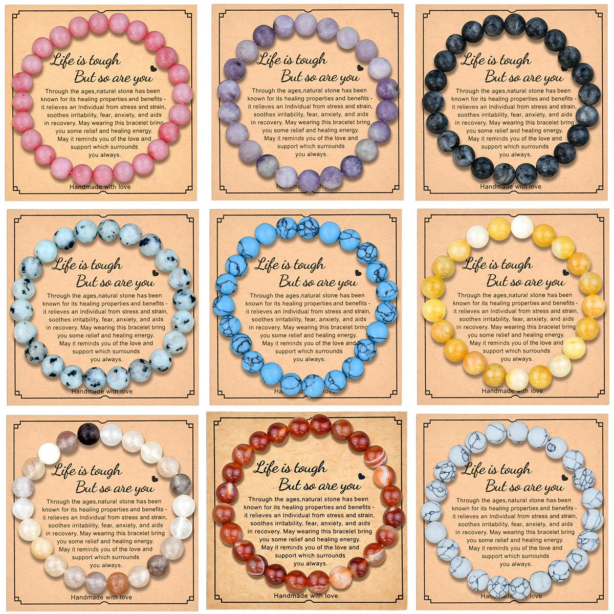 Premium 8mm natural stone bracelet with geometric design and tourmaline accent, a versatile unisex accessory