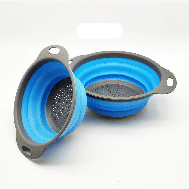 Premium collapsible silicone colander for rinsing, draining, and storing fruits and vegetables in the kitchen