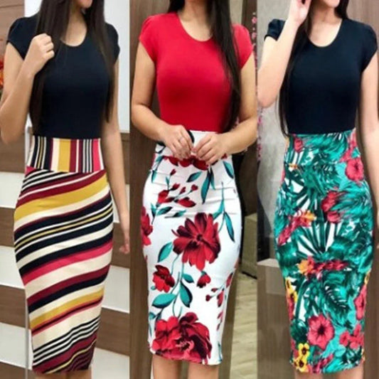 Elegant Printed Office Midi Pencil Dress for Women in various colours and sizes