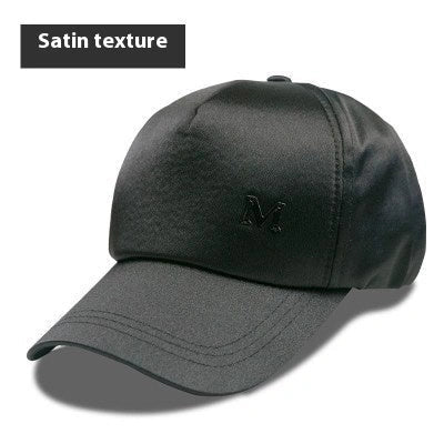 Women's baseball cap with sequined letters and satin labels in various colours