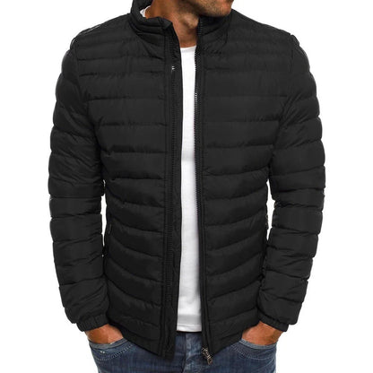 Premium men's insulated jacket in a variety of vibrant colors, featuring a durable, water-resistant outer shell and cozy polyester fiber insulation for warmth and comfort during outdoor activities.