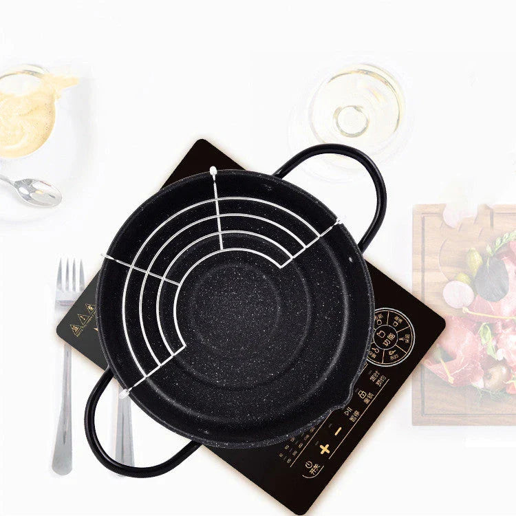 Premium iron oil-saving fryer with non-stick coating for hassle-free home cooking