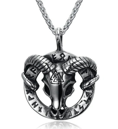 Vintage Norse rune necklaces for men, featuring a range of intricate Viking symbols and designs crafted from premium stainless steel