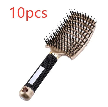 A premium hair brush with a sleek design, featuring soft bristles and a rounded massage function for healthy, detangled hair