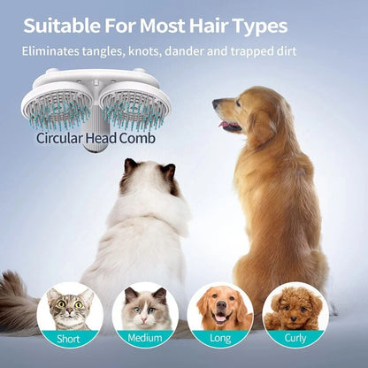 Double-headed negative ion pet brush with self-cleaning feature in various colours