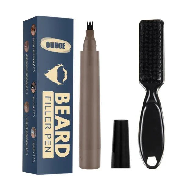 Beard Filler Pencil Kit for Men - Barber-Style Facial Hair Styling Brush and Concealer