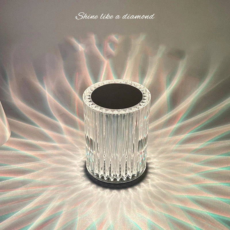 Acrylic LED table lamp with customizable RGB color lighting for home decor and ambiance