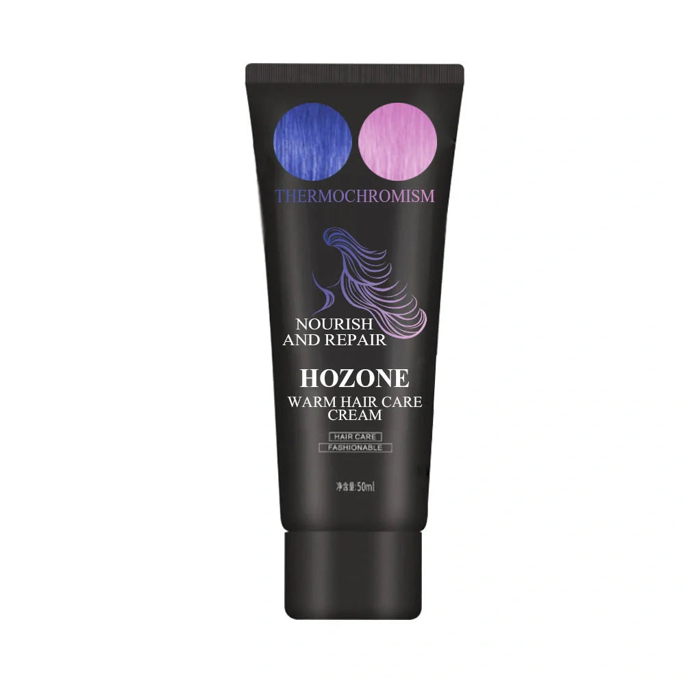 Professional thermochromic hair dye cream with colour change effect