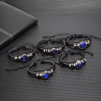 Zodiac Constellation Bracelet with Braided Design for Men, Women, and Kids in Various Colors