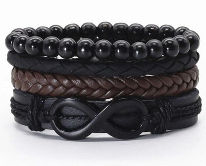 Men's genuine leather vintage braided bracelet with adjustable closure