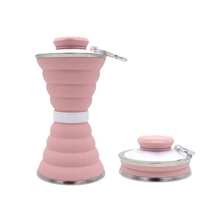500ml foldable silicone water bottle in various colors with leak-proof lid