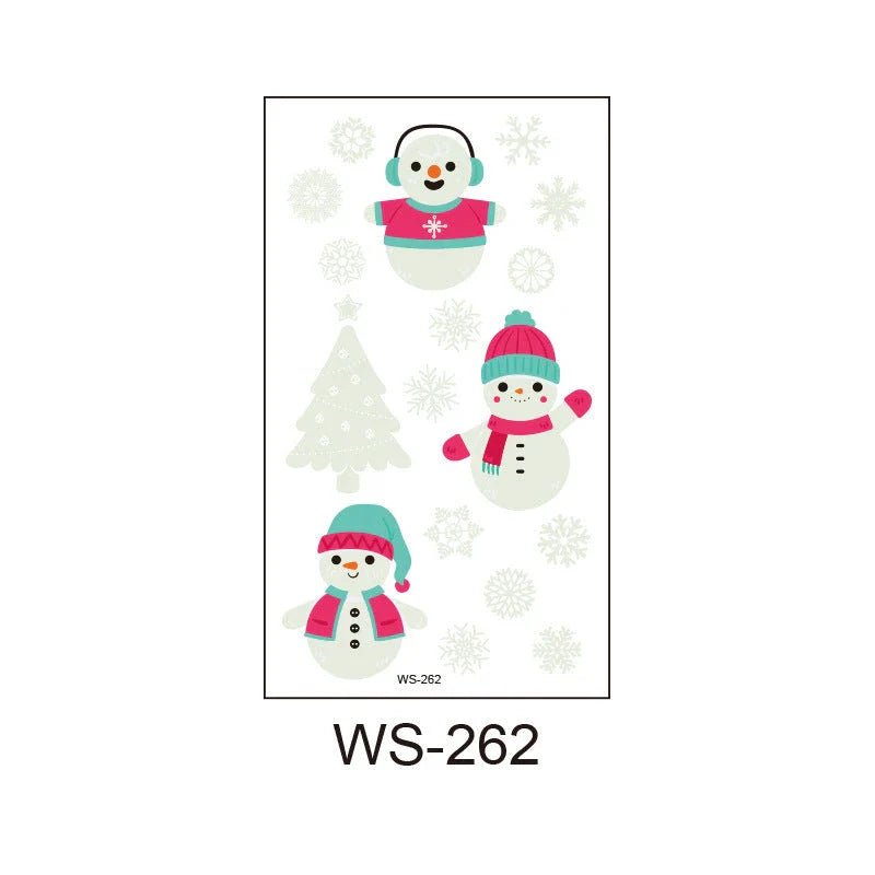 Festive Santa Claus luminous Christmas tattoo stickers with vibrant designs for parties, events, and home decor