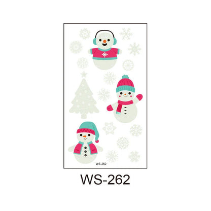 Festive Santa Claus luminous Christmas tattoo stickers with vibrant designs for parties, events, and home decor
