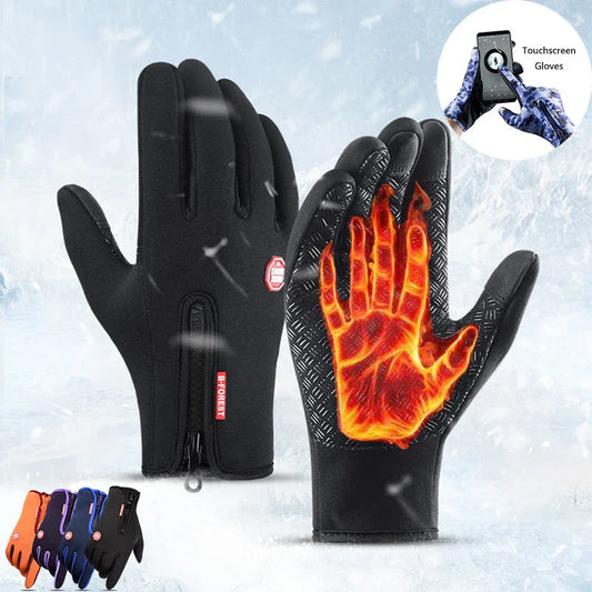 Warm, touchscreen-friendly motorcycle riding gloves made with cozy polar fleece lining for superior insulation and grip