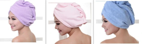 Luxury microfibre hair drying cap with absorbent and quick-drying properties, available in various colours