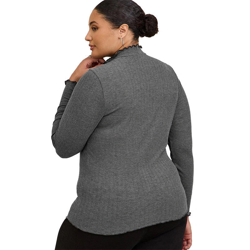 Women's slim fit half-high collar long sleeve t-shirt in various colours