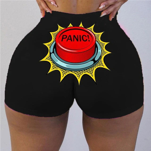 Plus size cotton graphic biker shorts in multiple colours