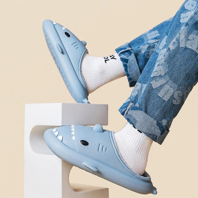 Cartoon shark EVA slippers with waterproof soft bottom in various colours