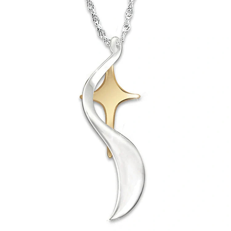 Gold-plated footprint cross pendant necklace with adjustable chain